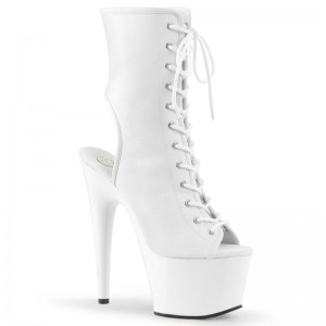 Pleaser Adore-1016 Vegan Leather Women's Heels Boots White | NZ AUECQG