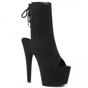 Pleaser Adore-1018FS Suede Women's Heels Boots Black | NZ TMSINC