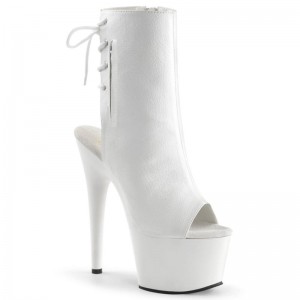 Pleaser Adore-1018 Vegan Leather Women's Heels Boots White | NZ GOCZMW