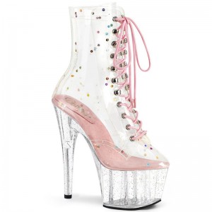 Pleaser Adore-1020C-2 Women's Heels Boots Pink / Clear | NZ FNTUCQ