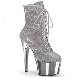 Pleaser Adore-1020CHRS Women's Heels Boots Silver | NZ EDHFUR