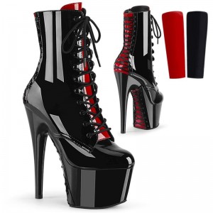 Pleaser Adore-1020FH Women's Heels Boots Black / Red | NZ VDIERL