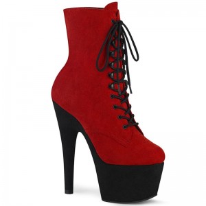 Pleaser Adore-1020FSTT Women's Heels Boots Red / Black | NZ NESIRD