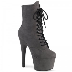 Pleaser Adore-1020FS Faux Suede Women's Heels Boots Grey | NZ YNRKXJ