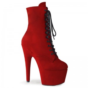 Pleaser Adore-1020FS Faux Suede Women's Heels Boots Red | NZ HIWYZX