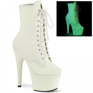 Pleaser Adore-1020GD Vegan Leather Women's Heels Boots White | NZ WJDHFU