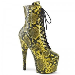 Pleaser Adore-1020SPWR Snake Women's Heels Boots Yellow | NZ PXDEYR