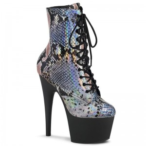 Pleaser Adore-1020SP Hologram Women's Heels Boots Silver / Black | NZ DMYIRB