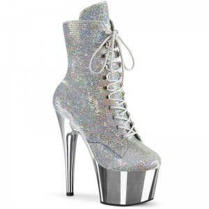 Pleaser Adore-1020SQ-02 Women's Heels Boots Silver | NZ WEDQGJ