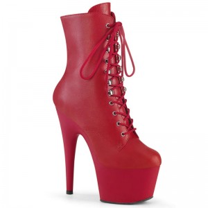 Pleaser Adore-1020 Vegan Leather Women's Heels Boots Red | NZ OJTXND