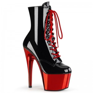 Pleaser Adore-1020 Women's Heels Boots Black / Red | NZ PTMQKN