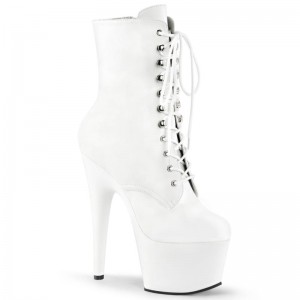 Pleaser Adore-1020 Women's Heels Boots White Vegan Leather | NZ FQBNTK