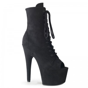 Pleaser Adore-1021FS Suede Women's Heels Boots Black | NZ JHIUGC