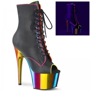 Pleaser Adore-1021RC-02 Vegan Leather Women's Heels Boots Black / Multicolor | NZ OIHSTL