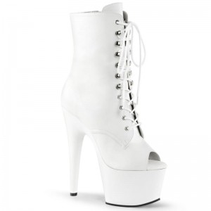 Pleaser Adore-1021 Vegan Leather Women's Heels Boots White | NZ QBMGIX