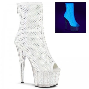 Pleaser Adore-1031GM Women's Heels Boots White / Clear | NZ ZMIYJB