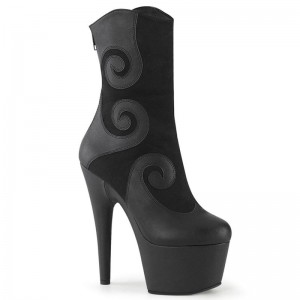 Pleaser Adore-1034 Faux Suede Women's Heels Boots Black | NZ HMXEOL