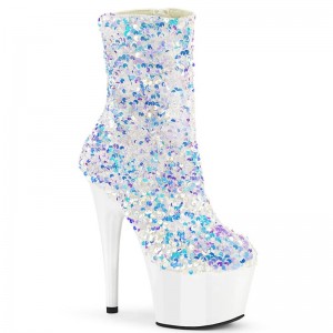 Pleaser Adore-1042SQ Women's Heels Boots White | NZ NQVREM