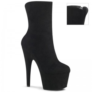 Pleaser Adore-1042 Suede Women's Heels Boots Black | NZ ZJHTYR