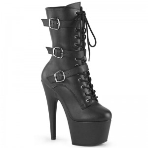 Pleaser Adore-1043 Vegan Leather Women's Heels Boots Black | NZ TRMAFJ