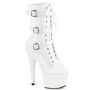 Pleaser Adore-1043 Vegan Leather Women's Heels Boots White | NZ JENLXR