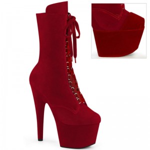 Pleaser Adore-1045VEL Women's Heels Boots Red | NZ BUMXWT