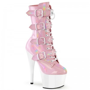 Pleaser Adore-1046TT Women's Heels Boots Pink / White | NZ VDGAXH