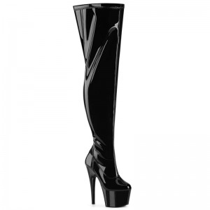 Pleaser Adore-3000WCF Women's Thigh High Boots Black | NZ MFRAZL