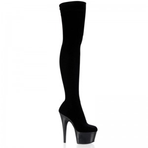 Pleaser Adore-3002 Women's Thigh High Boots Black | NZ DBCYNM