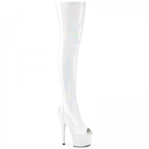 Pleaser Adore-3011HWR Women's Thigh High Boots White | NZ KJZIEV