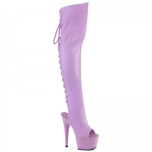 Pleaser Adore-3019 Faux Leather Women's Thigh High Boots Lavender | NZ BZICKN