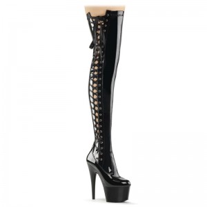 Pleaser Adore-3050 Women's Thigh High Boots Black | NZ TKCVMF