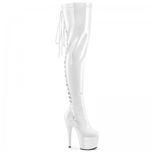 Pleaser Adore-3063 Women's Thigh High Boots White | NZ FBHLPI