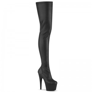 Pleaser Adore-4000 Faux Leather Women's Thigh High Boots Black | NZ SYTOLD