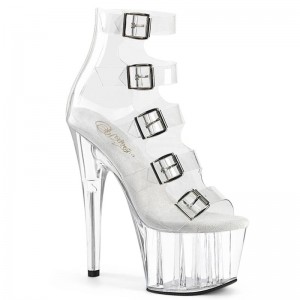 Pleaser Adore-700-33C Women's Platform Heels Sandals Clear | NZ HZTRQM