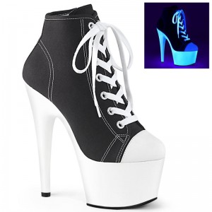 Pleaser Adore-700SK-02 Women's Heels Boots Black / White | NZ JDWGBZ