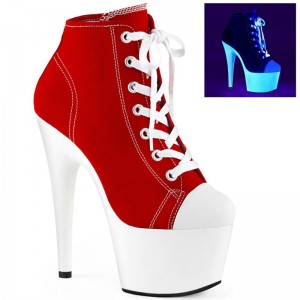 Pleaser Adore-700SK-02 Women's Heels Boots Red / White | NZ WEORBH