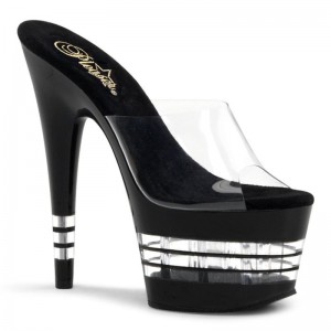 Pleaser Adore-701LN Women's Platform Slides Black / Clear | NZ JZAWYK