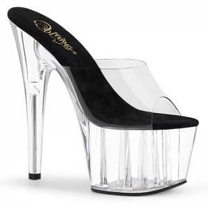 Pleaser Adore-701 Women's Platform Slides Black / Clear | NZ SQUYKR