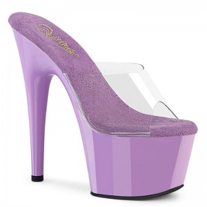 Pleaser Adore-701 Women's Platform Slides Lavender / Clear | NZ VNFEOT