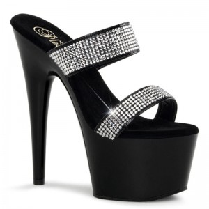 Pleaser Adore-702-2 Women's Platform Slides Black | NZ CQNHKP