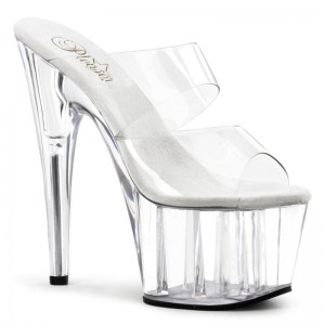 Pleaser Adore-702 Women's Platform Slides Clear | NZ EVDRFX