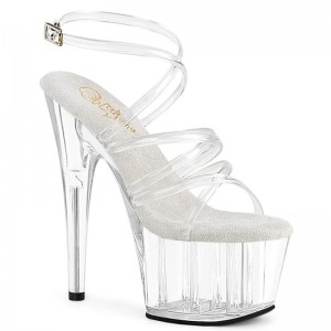 Pleaser Adore-706 Women's Platform Heels Sandals Clear | NZ EXOVIH