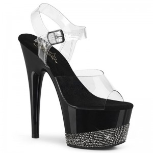 Pleaser Adore-708-3 Women's Platform Heels Sandals Black / Clear | NZ FELIOJ