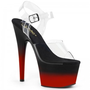 Pleaser Adore-708BR-H Women's Platform Heels Sandals Red / Clear | NZ YCIDHU