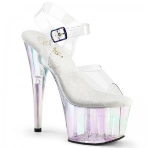 Pleaser Adore-708HT Women's Platform Heels Sandals Clear | NZ ZRXFKL