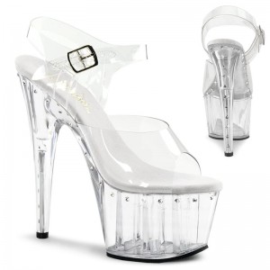 Pleaser Adore-708LS Women's Platform Heels Sandals Clear | NZ BXHGKW