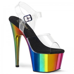 Pleaser Adore-708RC Women's Platform Heels Sandals Multicolor / Clear | NZ EJSOIY