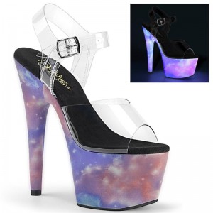 Pleaser Adore-708REFL Women's Platform Heels Sandals Purple / Clear | NZ XAEUDQ