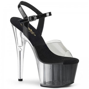 Pleaser Adore-708T-1 Women's Platform Heels Sandals Grey / Clear | NZ HMALRU